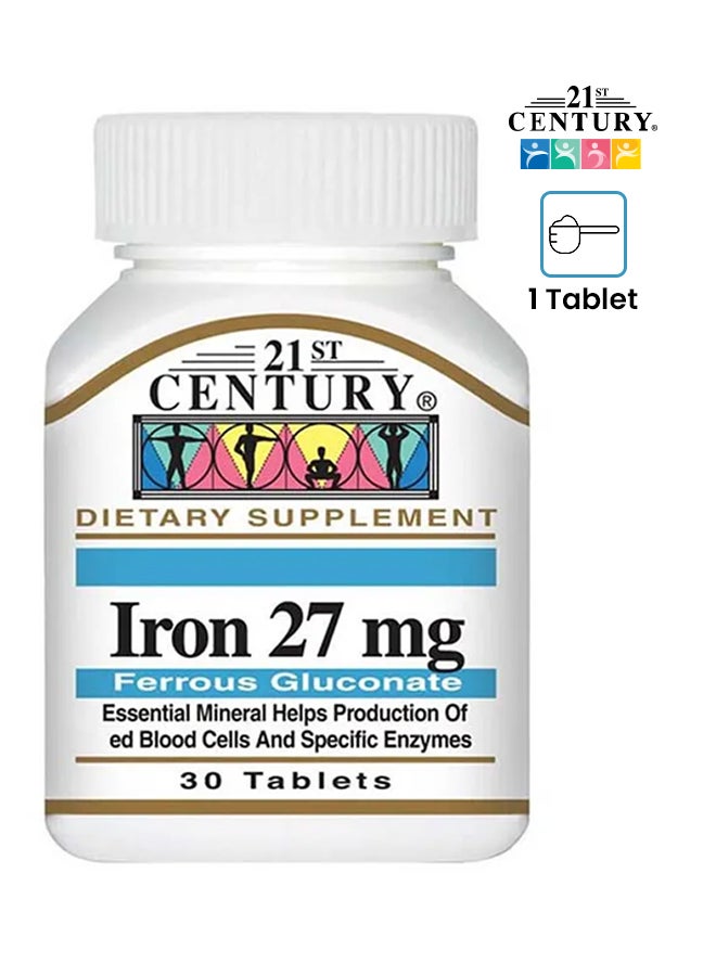 21st Century Iron 27 mg Ferrous Gluconate 30 Tablets - Image 1
